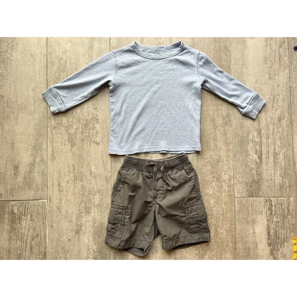 Baby Gap Toddler Boys 2 Piece Outfit Set Casual Shirt & Cargo Shorts 18-24m